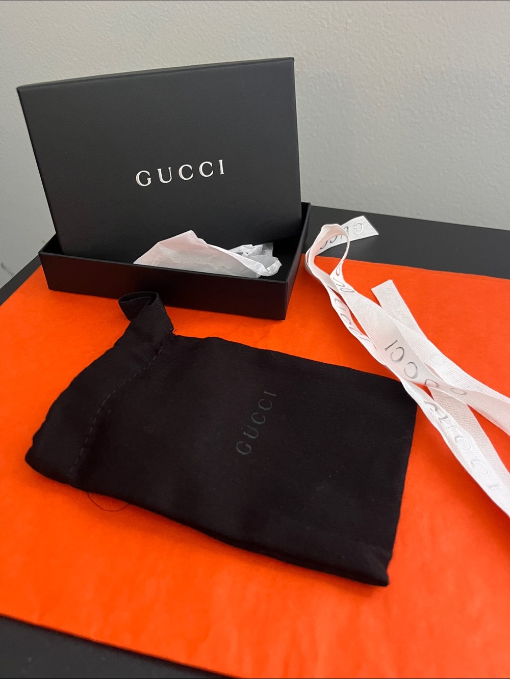Gucci Black Logo Drawstring Pouch